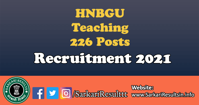 HNBGU Teaching Recruitment 2021