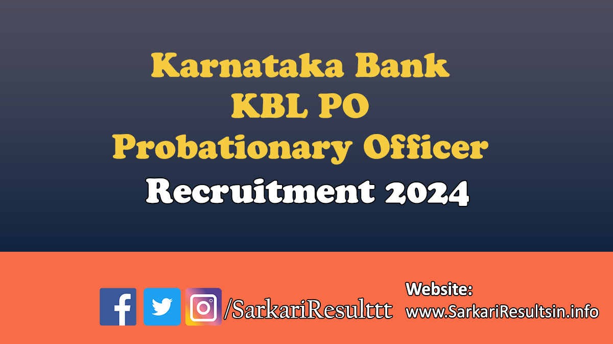 Karnataka Bank KBL PO Recruitment 2024