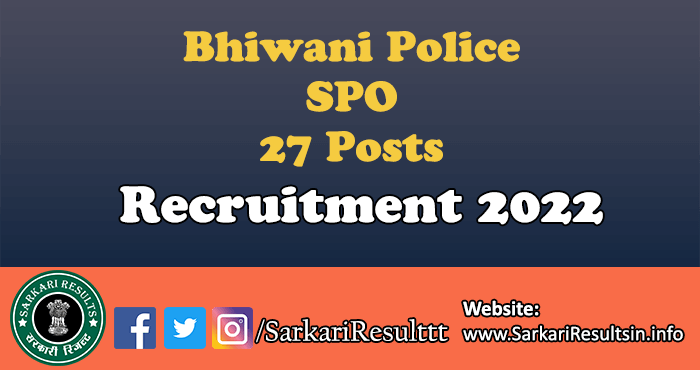 Bhiwani Police SPO Recruitment 2022