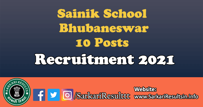 Sainik School Bhubaneswar Recruitment 2021