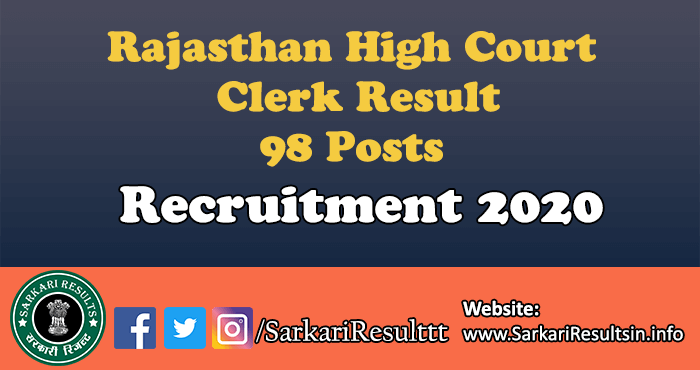 Rajasthan High Court Clerk Result 2022