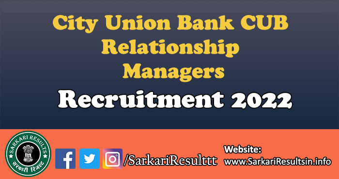City Union Bank CUB Relationship Managers Admit Card 2022