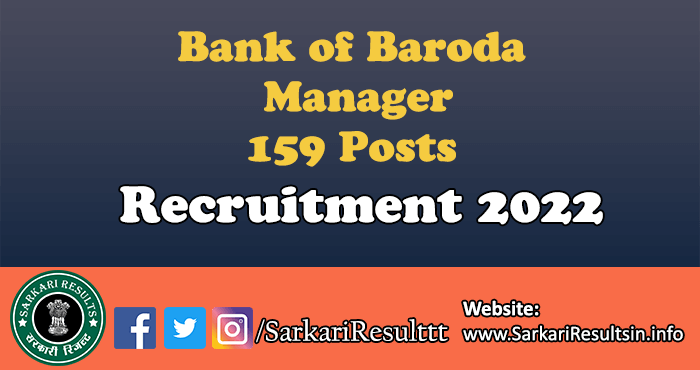 Bank of Baroda Manager Recruitment 2022