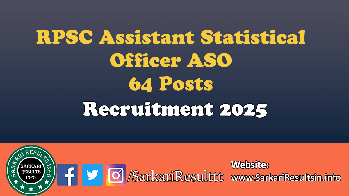 RPSC Assistant Statistical Officer Recruitment 2024