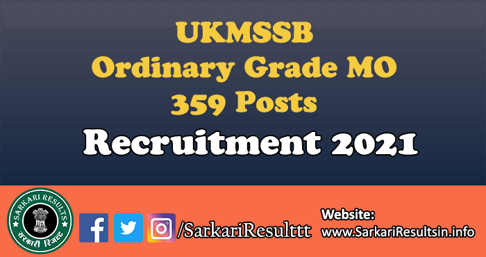 UKMSSB Ordinary Grade MO Recruitment 2021