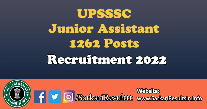 UPSSSC Junior Assistant Recruitment 2022