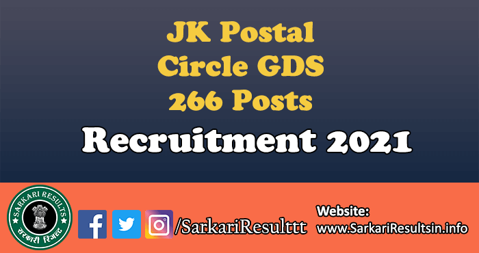 JK Postal Circle GDS Recruitment 2021