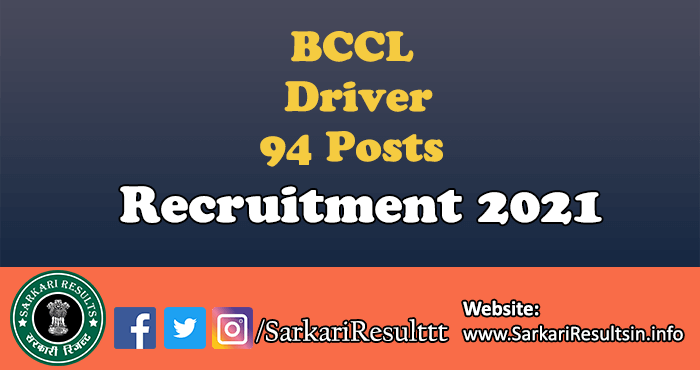 BCCL Driver Recruitment 2021
