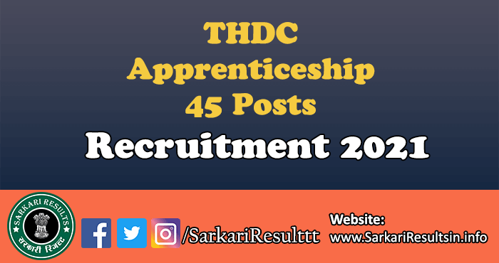 THDC Apprenticeship Recruitment 2021