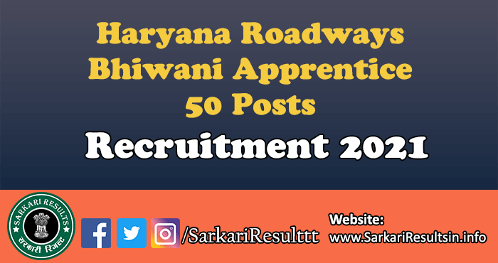 Haryana Roadways Bhiwani Apprentice Recruitment 2021