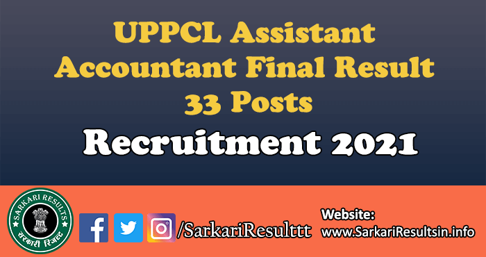 UPPCL Assistant Accountant Final Result 2021