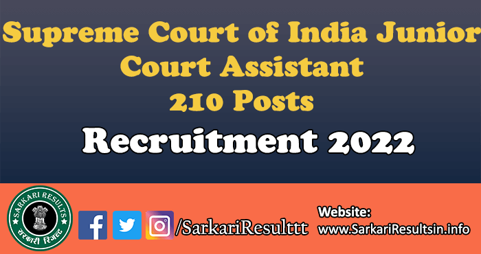 Supreme Court of India Junior Court Assistant Result 2023