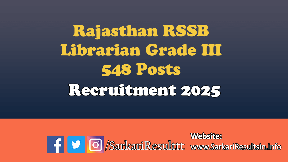 Rajasthan RSSB Librarian Grade III Recruitment 2025