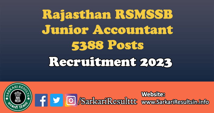 RSMSSB Junior Accountant Recruitment 2023