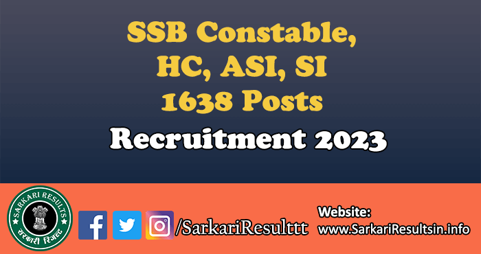 SSB Constable, HC, ASI, SI Recruitment 2023