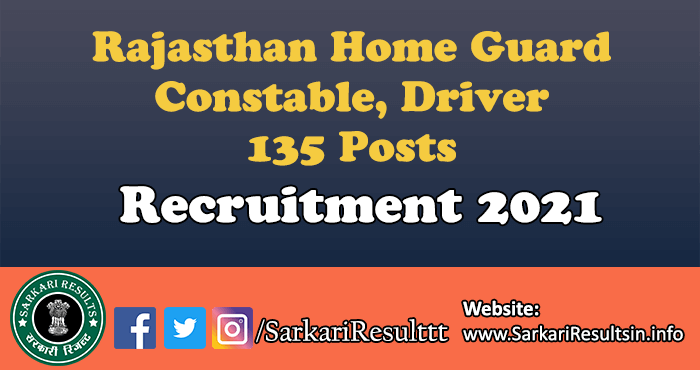 Rajasthan Home Guard Constable Driver Recruitment 2021