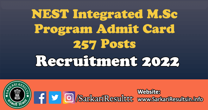 NEST Integrated M.Sc Program Result 2022