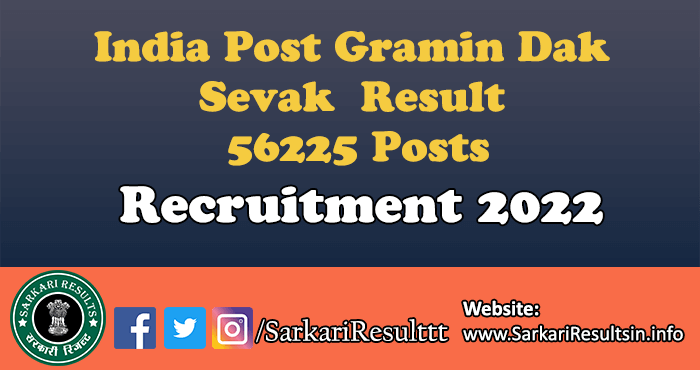 India Post Gramin Dak Sevak  Result 2022