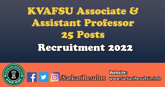 KVAFSU Assistant Professor Recruitment 2023