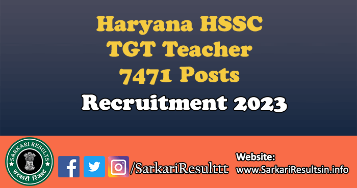 HSSC TGT Teacher Recruitment 2023