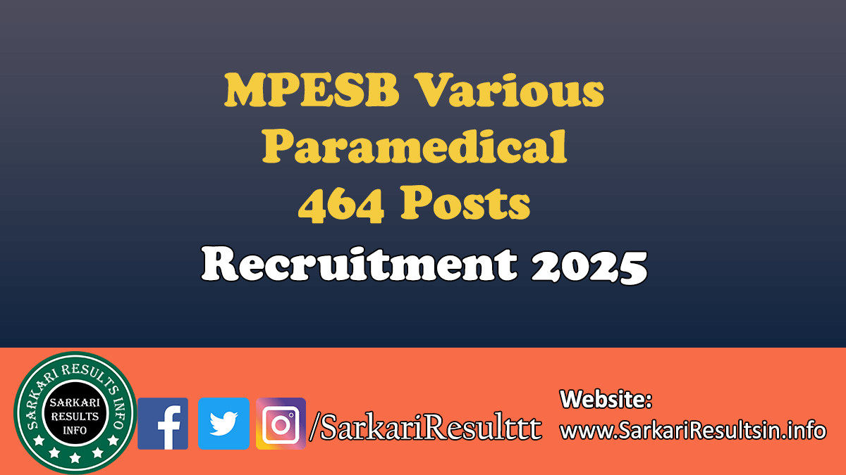 MPESB Various Paramedical Recruitment 2025