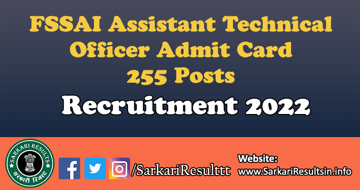 FSSAI Assistant Technical Officer Result 2022