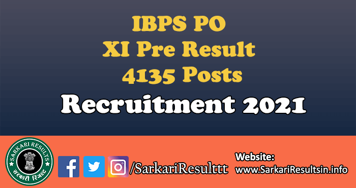 IBPS CRP PO/ MT XI Pre Result 2022