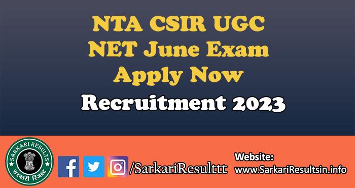 NTA CSIR UGC NET June Exam Form 2023