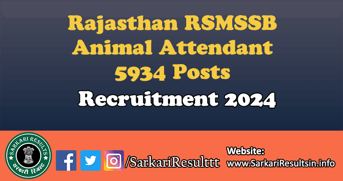 RSMSSB Animal Attendant Recruitment 2024