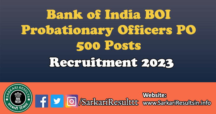 Bank of India BOI PO Recruitment 2023