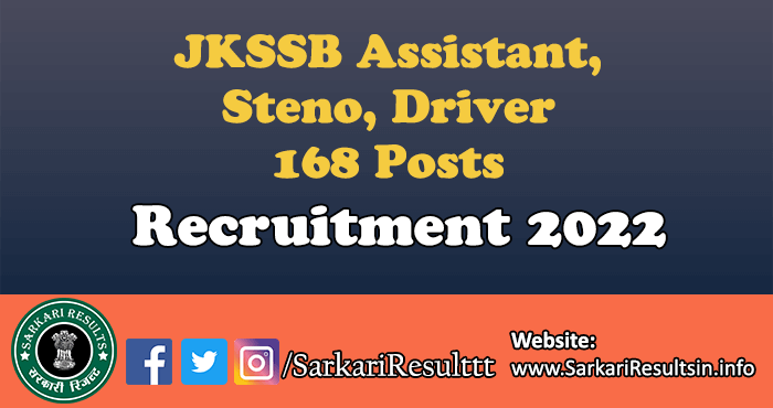 JKSSB Assistant, Steno, Driver Recruitment 2022