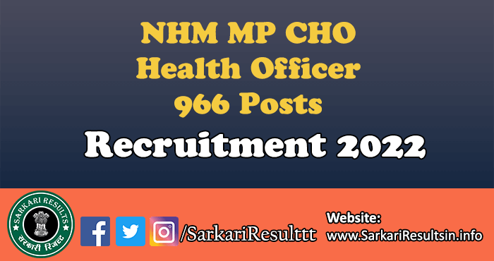 NHM MP CHO Health Officer Recruitment 2022