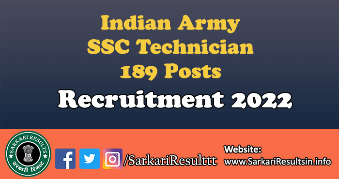 Indian Army SSC Technician Recruitment 2022