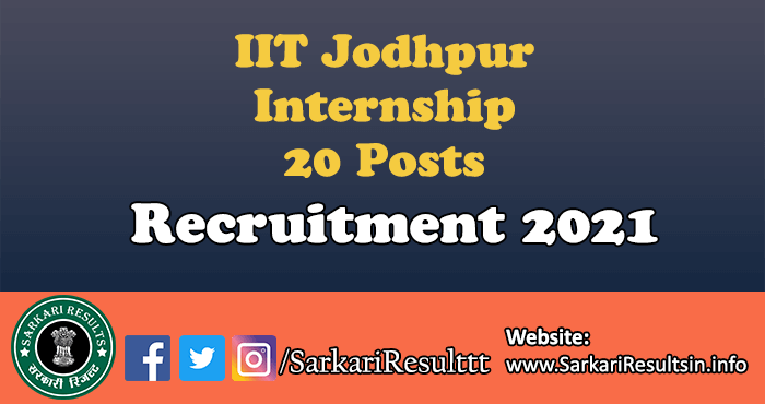 IIT Jodhpur Internship Recruitment 2021