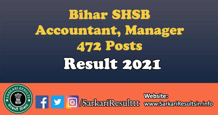 Bihar SHSB Accountant Manager Result 2021