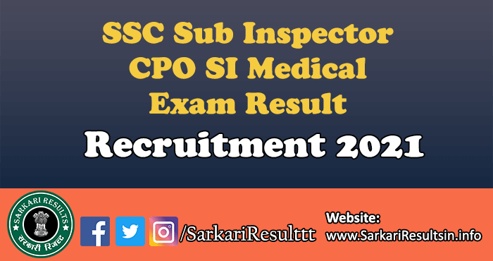 SSC Sub Inspector CPO SI Final Result 2022