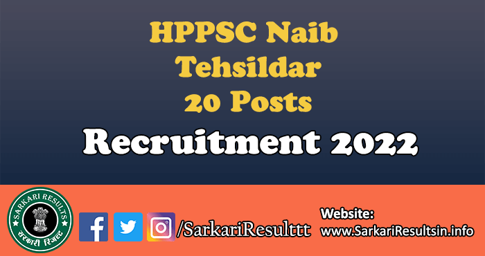 HPPSC Naib Tehsildar Recruitment 2022