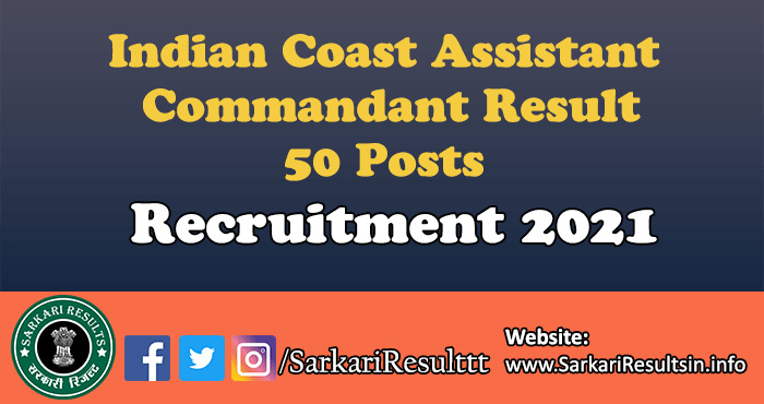 Indian Coast Assistant Commandant Final Result 2022