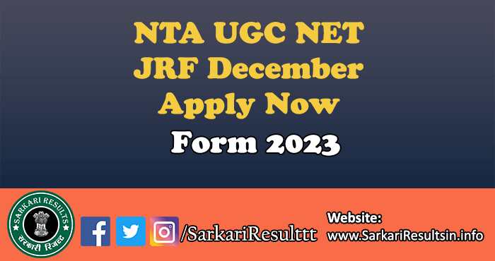 NTA UGC NET JRF December Form 2023