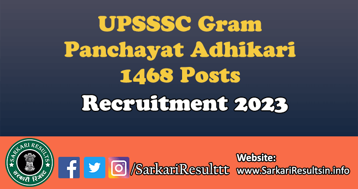 UPSSSC Gram Panchayat Adhikari Recruitment 2023