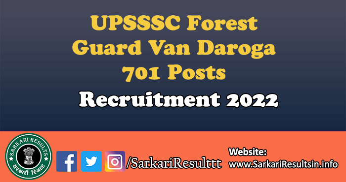UPSSSC Forest Guard Van Daroga Recruitment 2022