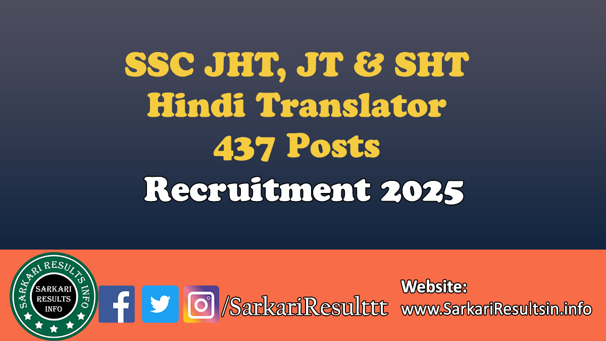 SSC Junior Hindi Translator JHT Recruitment 2025