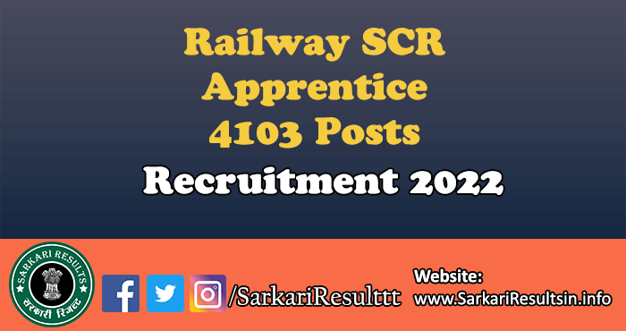 Railway SCR Apprentice Recruitment 2022