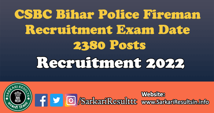 CSBC Bihar Police Fireman Final Result 2022