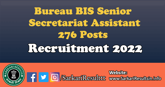 Bureau BIS Senior Secretariat Assistant Admit Card 2022