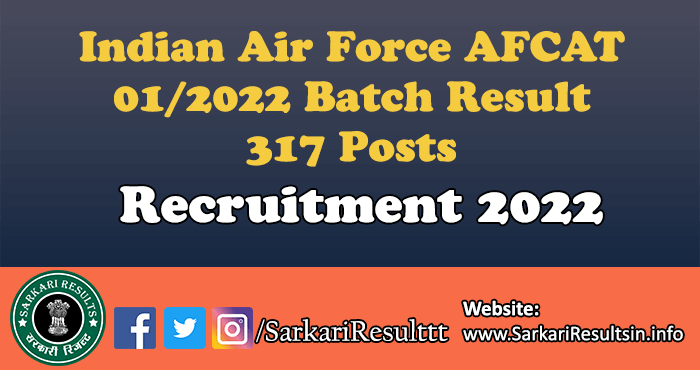Indian Air Force AFCAT 01/2022 Batch Result 2022