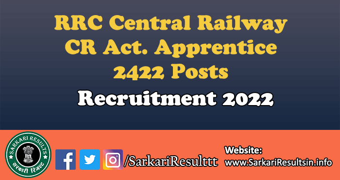 RRC Central Railway CR Act Apprentice Recruitment 2023