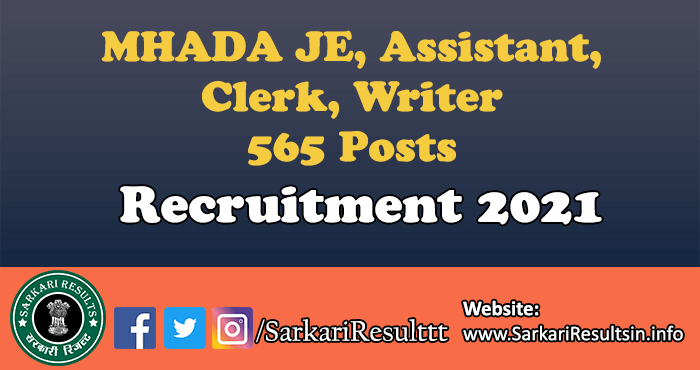 MHADA JE Asst Clerk Recruitment 2021