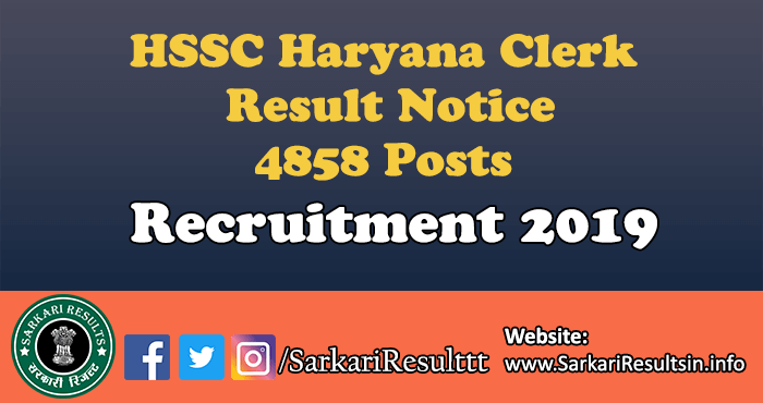 HSSC Haryana Clerk Result Notice 2022