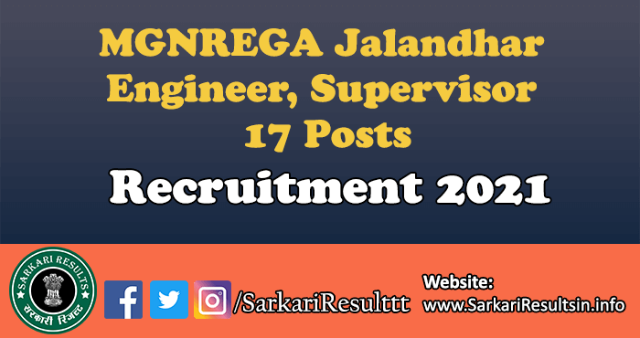 MGNREGA Jalandhar Engineer, Supervisor Recruitment 2021